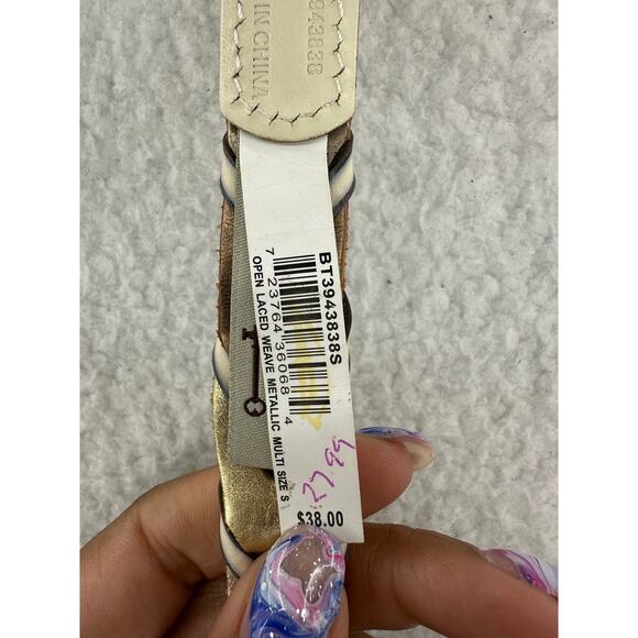 Fossil, Open Lace Weave Multi Metallic Leather Belt, Size Small - Picture 6 of 8